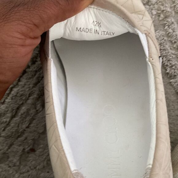 Jimmy Choo  cream Grove Men's Crocodile-Embossed Slip-On Sneaker Size 42 .5 - Picture 5 of 5